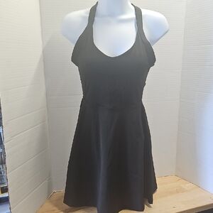 Elegant Black Backless Halter Dress, Small